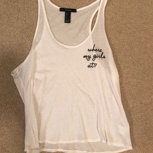 F21 Funny logo cropped muscle/ racerback tank